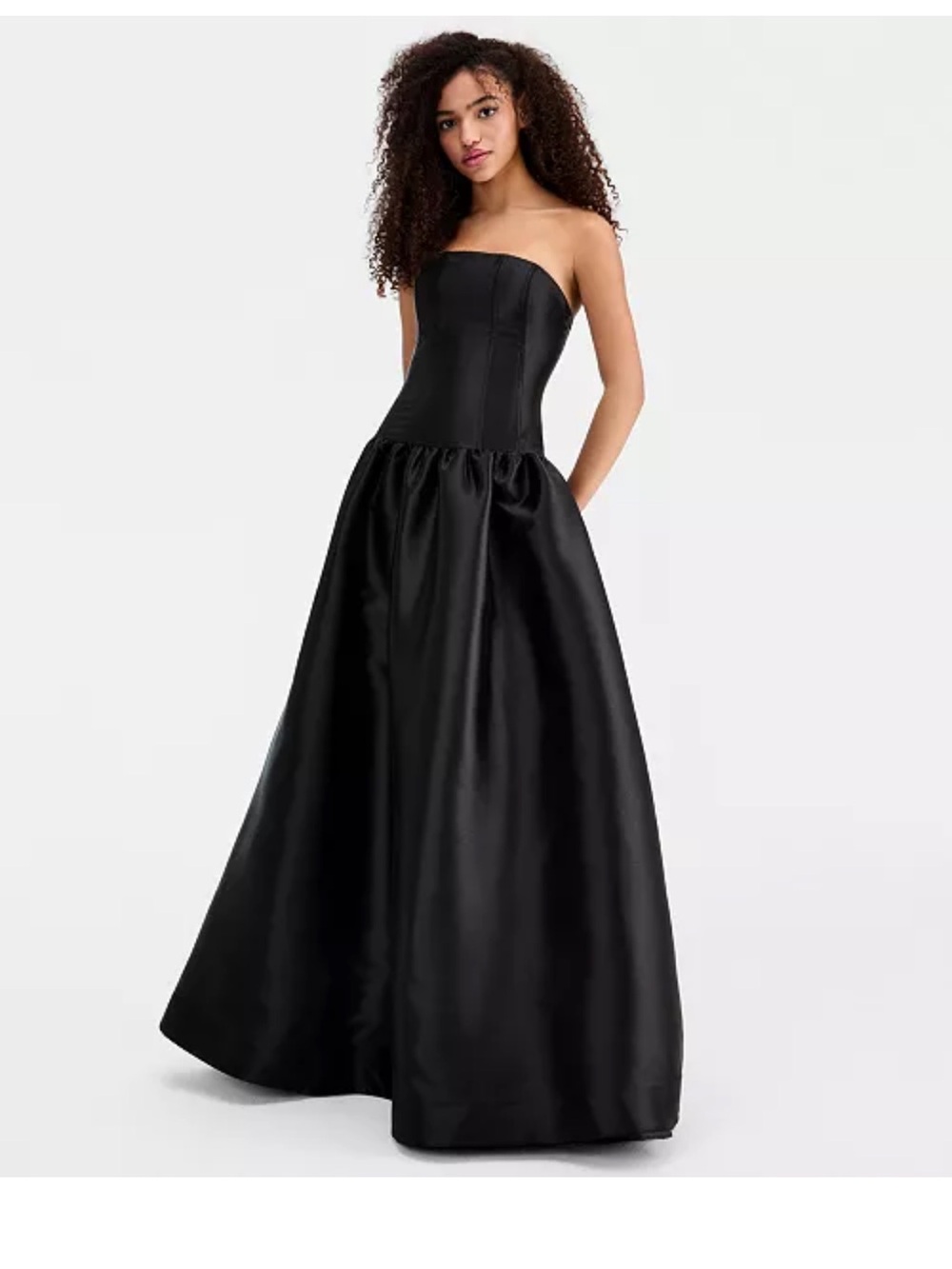 Strapless Mikado Drop-Waist Corset Gown